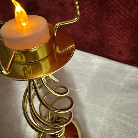 PartyLite Paragon Spiral Gold Tea Light Candle Holder Lamp Base. NO SHADE. 13.5” - Picture 9 of 12